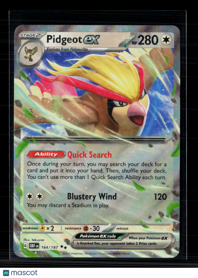 Pokemon 2023 Obsidian Flames Pidgeot EX RR #164/197