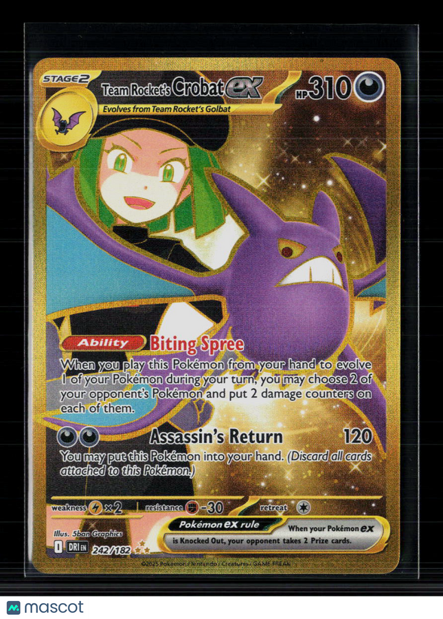 Pokemon 2025 Scarlet & Violet Black Bolt Team Rocket's Crobat EX HR #242/182