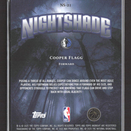 2025 Topps Midnight Nightshade Cooper Flagg #NS-21 RC