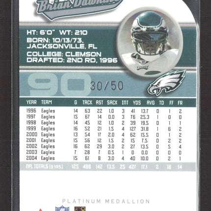 2005 Fleer Ultra Platinum Medallion Brian Dawkins #90 /50