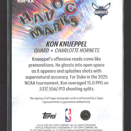 2025 Topps Havoc Marks Kon Knueppel #HM-KK RC Auto Holo