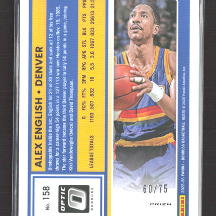 2025 Panini Donruss Optic Basketball Alex English #158 Pink Velocity Prizm 60/75