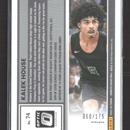 2025 Panini Donruss Optic Prizm Kalek House #74 Orange 060/175