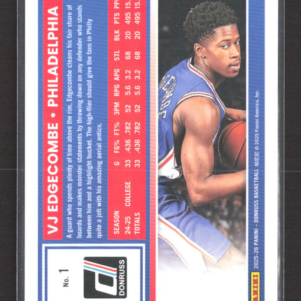 2025 Panini Donruss VJ Edgecombe #1 HOlofoil