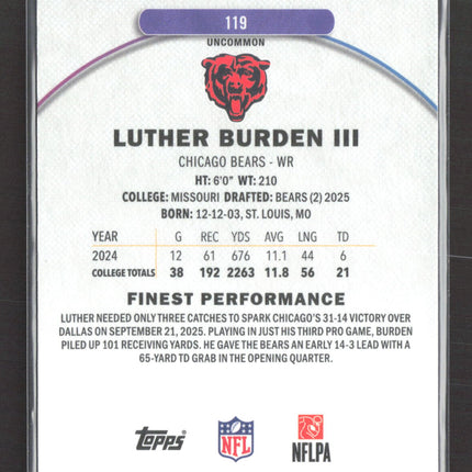 2025 Topps Finest Luther Burden III #119 Uncommon RC Xfractor
