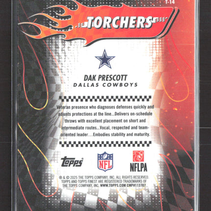 2025 Topps Finest Torchers Dak Prescott #T-14 Base