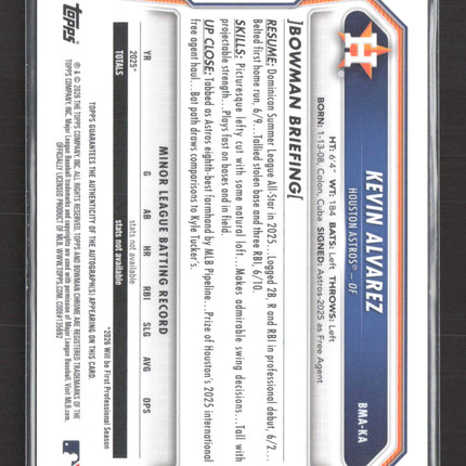 2026 Bowman Chrome Kevin Alvarez #BMA-KA Mojo Refractor Auto
