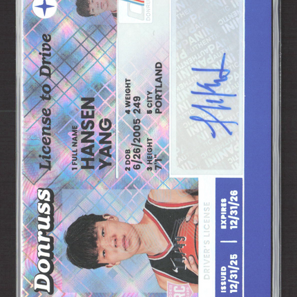 2025 Panini Donruss License to Drive Hansen Yang #LTD-YGH RC Auto /49