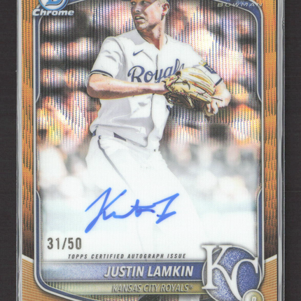 2025 Bowman Chrome Justin Lamkin #CPA-JLA Gold Wave Refractor 31/50 Auto