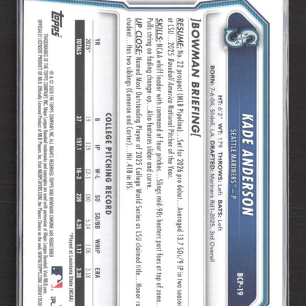 2026 Bowman Chrome Sapphire Edition Kade Anderson #BCP-19