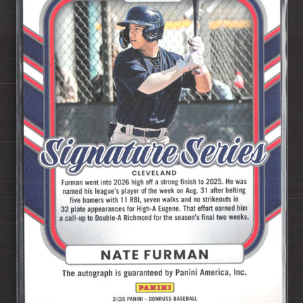 2026 Panini Donruss Baseball Signature Series Nate Furman #SS-NF Green Holo Auto