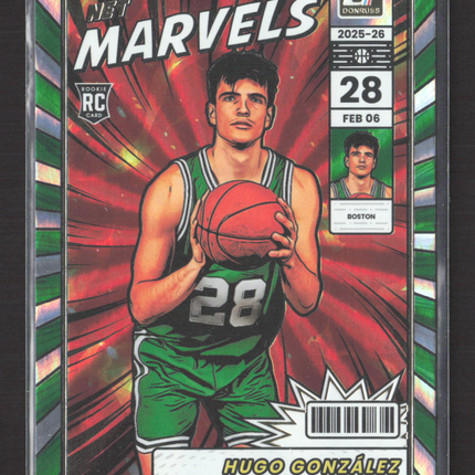 2025 Panini Donruss Net Marvels Hugo Gonzalez #1 Green Press Proof RC