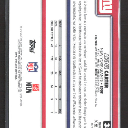 2025 Topps Chrome Abdul Carter #350 Refractor RC