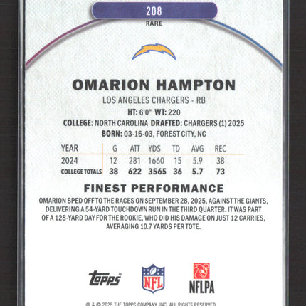 2025 Topps Finest Omarion Hampton #208 RC
