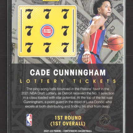 2022 Panini Contenders Lottery Tickets Cade Cunningham #1 777