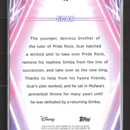 2026 Topps Disney Chrome 58/99 #43 Scar Purple