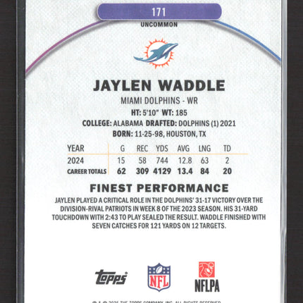 2025 Topps Finest Jaylen Waddle #171 Blue 084/150