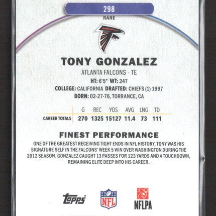 2025 Topps Finest Tony Gonzalez #298 Purple Refractor 025/125