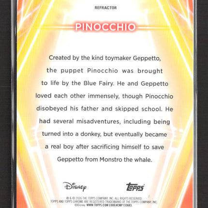 2026 Topps Chrome Disney 108/199 #CNE-86 Pinocchio Orange