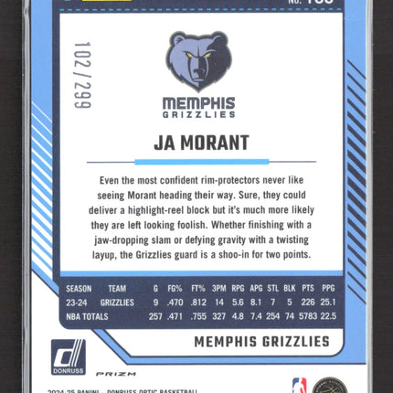2025 Panini Donruss Optic Prizm Ja Morant #106 Orange /299