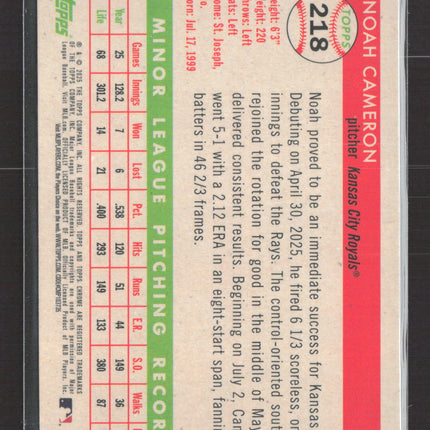 2025 Topps Chrome Platinum Noah Cameron #218 266/499 RC