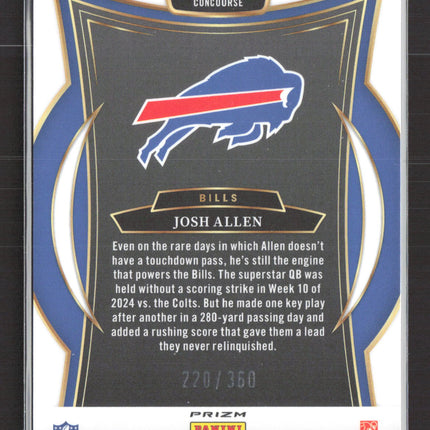 2025 Panini Select Concourse Josh Allen #34 Purple Prizm 220/360