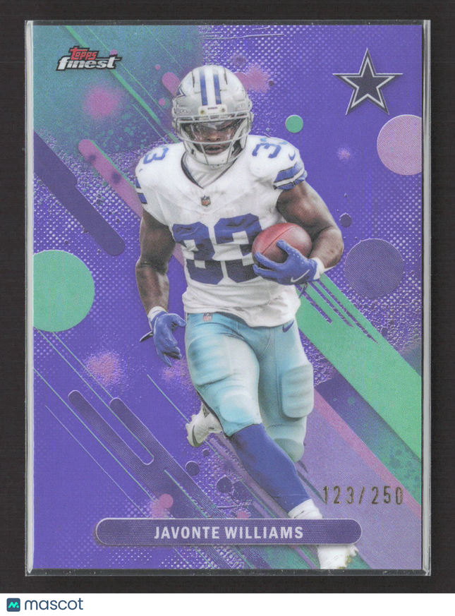 2025 Topps Finest Javonte Williams #74 Purple Refractor 123/250