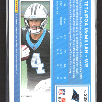 2025 Panini Donruss Optic Prizm Tetairoa McMillan #209 Blue