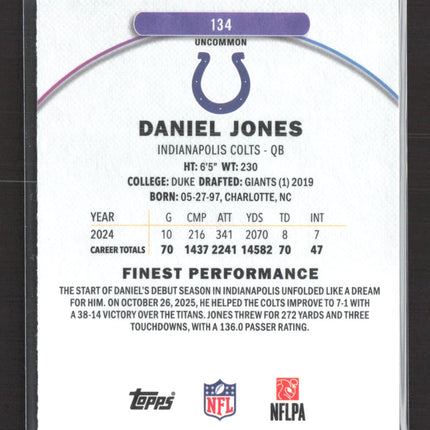 2025 Topps Finest Daniel Jones #134 Purple Checkerboard 06/99