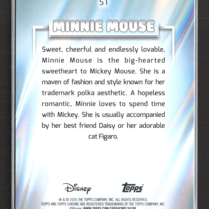 2026 Topps Chrome Disney 100 06/99 #51 Minnie Mouse