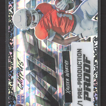 2023 Pro Set Campus Xavier Worthy Prism 1/1 Pre-Production Proof 1/1