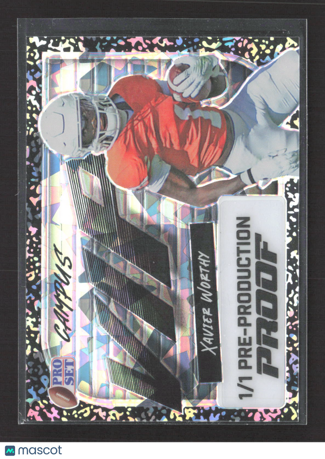 2023 Pro Set Campus Xavier Worthy Prism 1/1 Pre-Production Proof 1/1