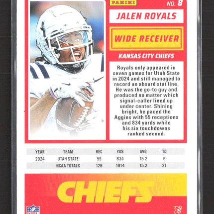 2025 Panini Score Football Jalen Royals #8 Gold Zone RC 47/50