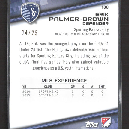 2016 Topps MLS 24 Under 24 Erik Palmer-Brown #180 04/25