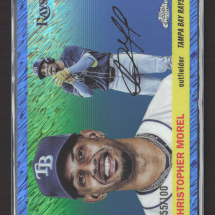 2025 Topps Chrome Platinum Christopher Morel #153 Blue RayWave 055/100
