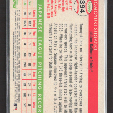 2025 Topps Chrome Platinum Tomoyuki Sugano #394 Blue Wave /150 RC