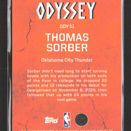 2026 Topps Signature Class Odyssey Thomas Sorber #ODY-11 RC