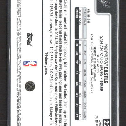 2025 Topps Chrome Basketball Stephon Castle #228 Yellow RayWave 015/275