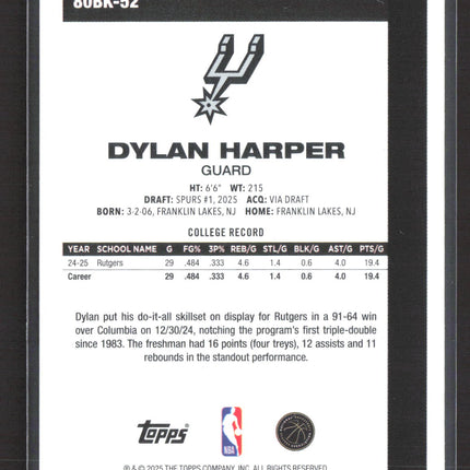 2025 Topps Dylan Harper #80BK-52 RC