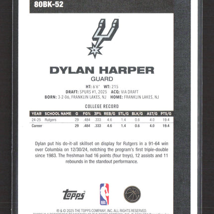 2025 Topps Dylan Harper #80BK-52 RC