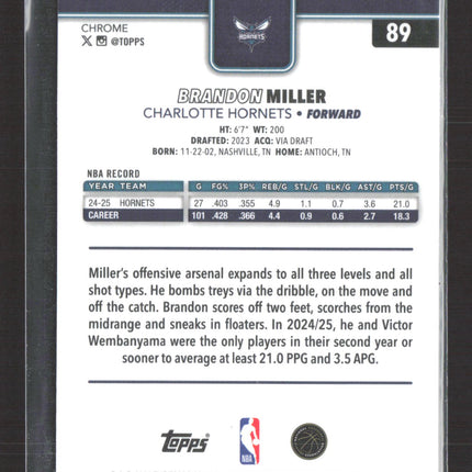 2025 Topps Chrome Brandon Miller #89 Basketball Refractor