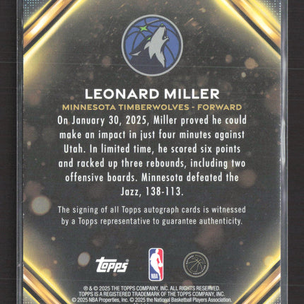 2025 Topps Notch Signatures Leonard Miller #TNS-LM Auto