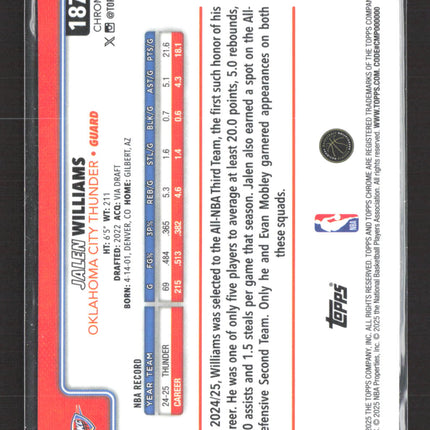 2025 Topps Chrome Jalen Williams #187 X-Fractor