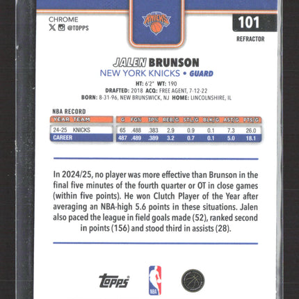 2025 Topps Chrome Jalen Brunson #101 Refractor