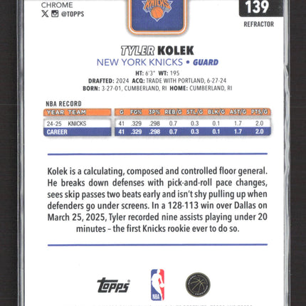 2025 Topps Chrome Tyler Kolek #139 Refractor