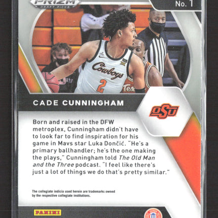 2021 Panini Prizm Draft Picks Cade Cunningham #1 RC Red White Blue