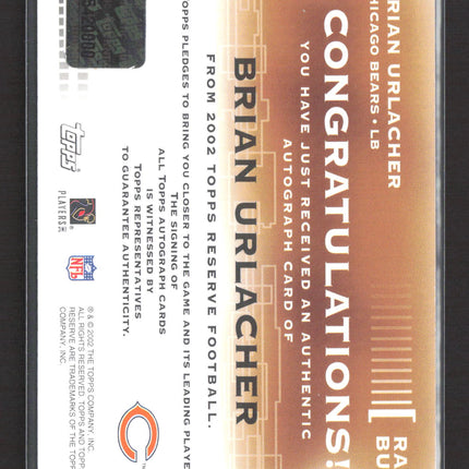 2002 Topps Reserve Brian Urlacher #RA-BU Auto