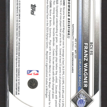 2025 Topps Bowman Chrome Franz Wagner #BCV-95 Orange 14/25
