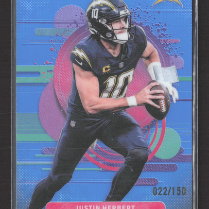 2025 Topps Finest Justin Herbert #138 Blue 022/150