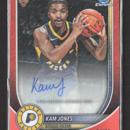2025 Topps Bowman Chrome Kam Jones #BCA-KO Oragne SHimmer 04/25 RC Auto